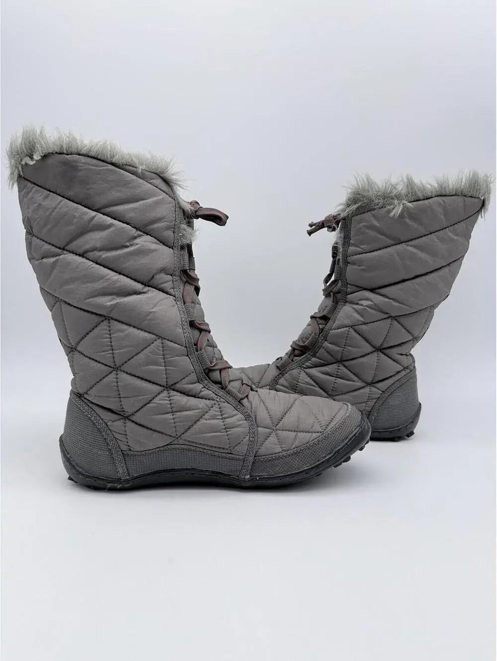 Columbia Minx Mid II‎ Omni-Heat Womens 9 Gray Faux Fur Winter Boots YL5164-051